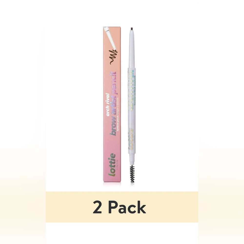 Lottie London Arch Rival Brow Artist Retractable Brow Pencil, Dark Brown, 2 pk